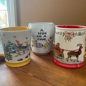 Anthropologie Christmas Mugs